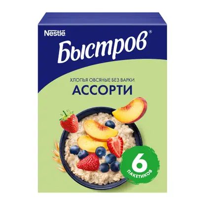 Каша Овсяная без варки Ассорти Быстров 6пак*40г