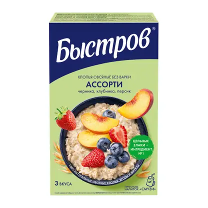 Каша Быстров Овсяная без варки Ассорти 6пак*40г