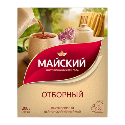 Чай черный Майский Отборный цейлонский 100пак 200г