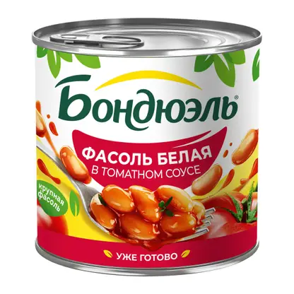 Фасоль Бондюэль белая в томатном соусе 400г