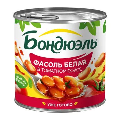 Фасоль Бондюэль белая в томатном соусе 400г