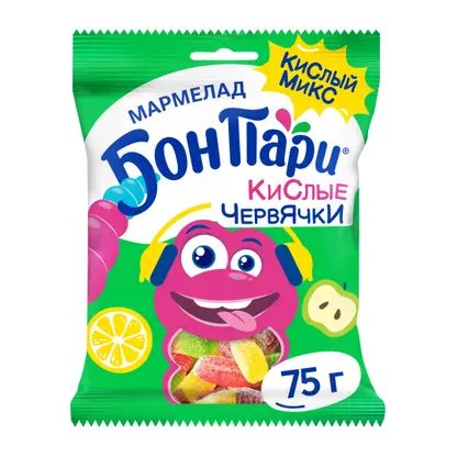 Мармелад жевательный Кислые червячки Бон Пари 75г