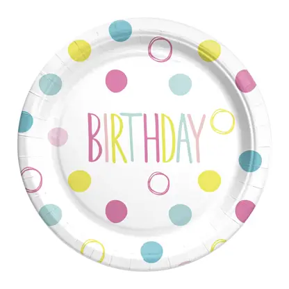 Тарелки картонные Пакетико Happy Birthday 6шт в ассортименте