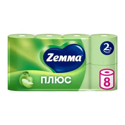 Туалетная бумага Zemma Плюс Яблоко 2 слоя 8 рулонов в ассортименте