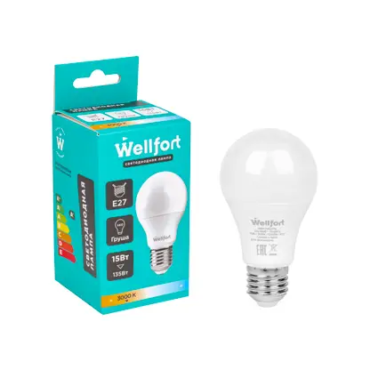 Лампа светодиодная Wellfort груша 15Вт Е27 тёплый