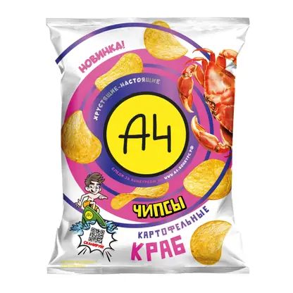 Чипсы А4 картофельные со вкусом краба 50г