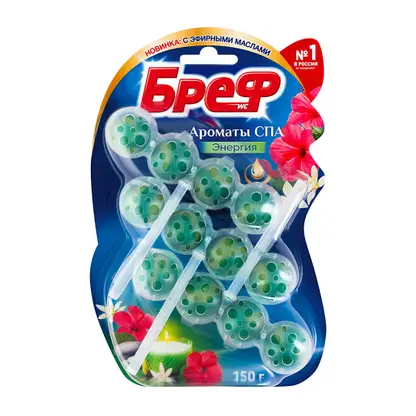Туалетный блок Бреф Ароматы СПА Энергия шарики для унитаза 3шт*50г
