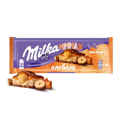 Шоколад Mmmax молочный карамель и обжаренный фундук Milka 270г