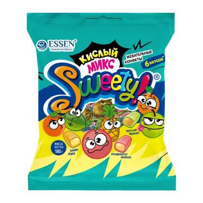 Конфеты Sweety кислые жевательные ассорти 180г