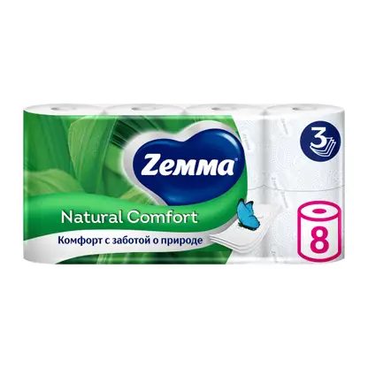 Туалетная бумага Natural Comfort Zemma 8 рулонов 3 слоя