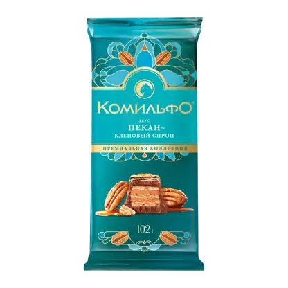 Шоколад молочный и белый с вафлей пекан и кленовый сироп  Комильфо 102г
