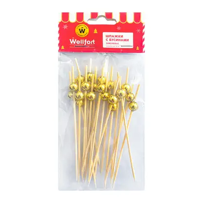Бамбуковые шпажки Wellfort с бусинами 20шт