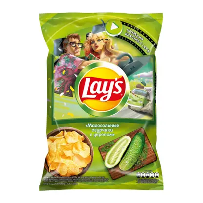 Чипсы Lays картофельные Малосольные огурчики с укропом 225г