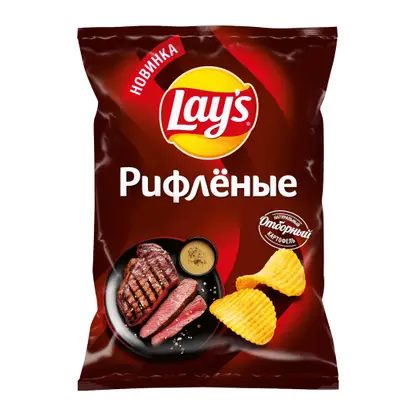 Чипсы рифленые Стейк Рибай с перечным соусом Lays 140г