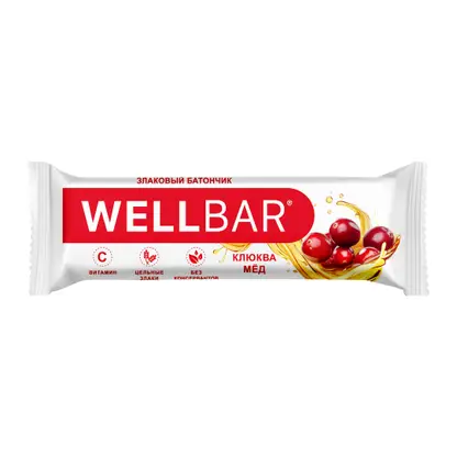 Батончик мюсли клюква мед Wellbar 50г