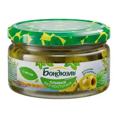 Оливки без косточки с мятой Бондюэль 200г