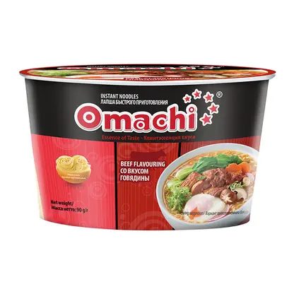 Лапша быстрого приготовления со вкусом говядины Omachi 90г