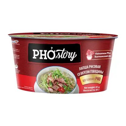 Лапша быстрого приготовления с вкусом говядины Chin-Su Pho Story 81г