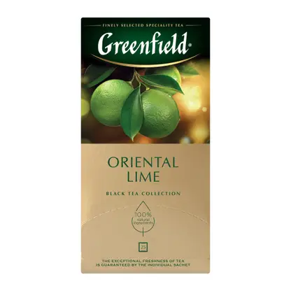 Чёрный чай ароматизированный Greenfield Oriental lime 25пак