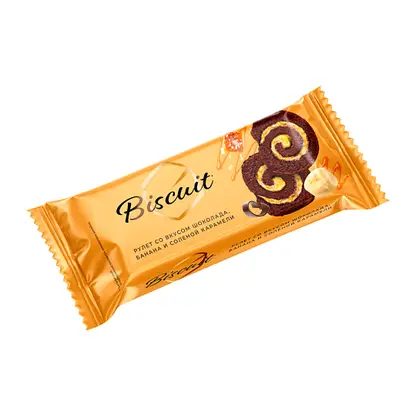 Бисквитный рулет со вкусом шоколада банана и соленой карамели Biscuit 200г