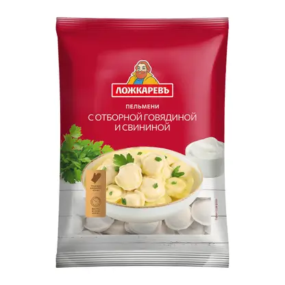 Пельмени с отборной говядины и свинины Ложкаревъ 700г