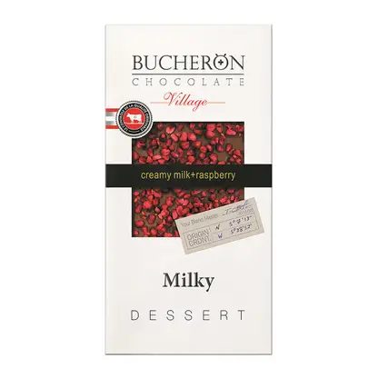 Молочный шоколад с кусочками малины Bucheron Village 85г