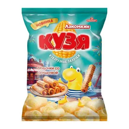 Кукурузные палочки со вкусом трубочек со сгущёнкой Кузя Лакомкин 100г