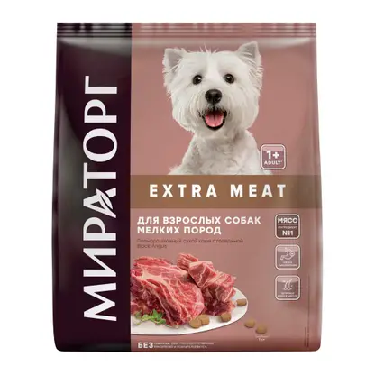 Сухой корм для взрослых собак мелких пород с говядиной Мираторг Extra Meat 1.5кг