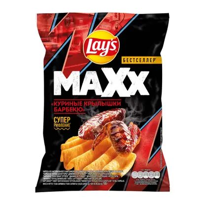 Чипсы со вкусом Крылышки барбекю Lays Maxx 100г