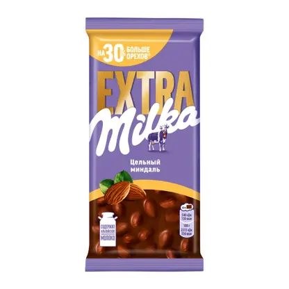 Молочный шоколад с цельным миндалем Extra Milka 140г