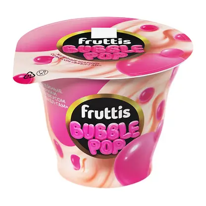 Йогурт со вкусом бабл гам и желейными шариками Fruttis 4.4% 180г