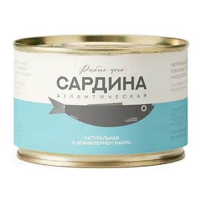 Сардина натуральная с добавлением масла Рыбное Меню 250г