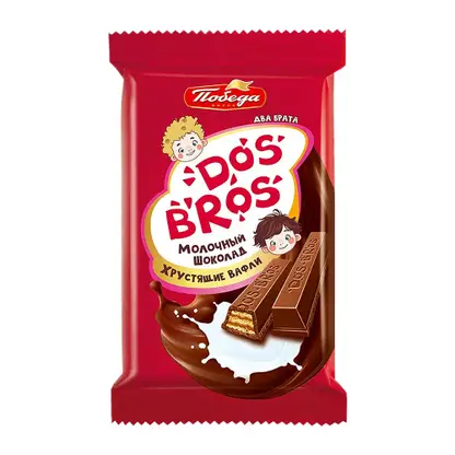 Молочный шоколад с хрустящей вафлей с молочной начинкой Dos Bros 37г