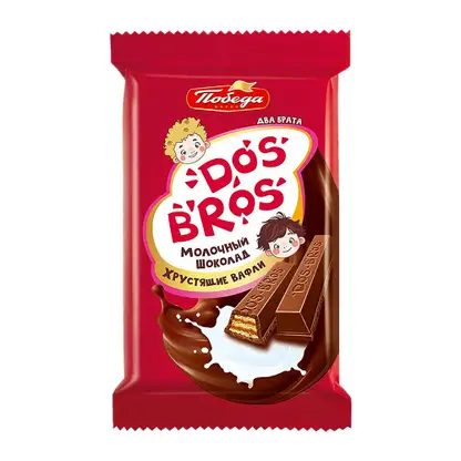Молочный шоколад с хрустящей вафлей с молочной начинкой Dos Bros 37г