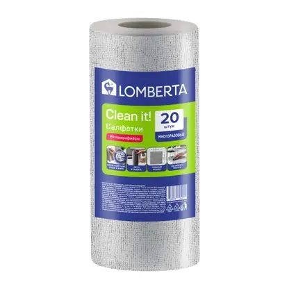 Салфетки из микрофибры в рулоне Lomberta 20шт в ассортименте