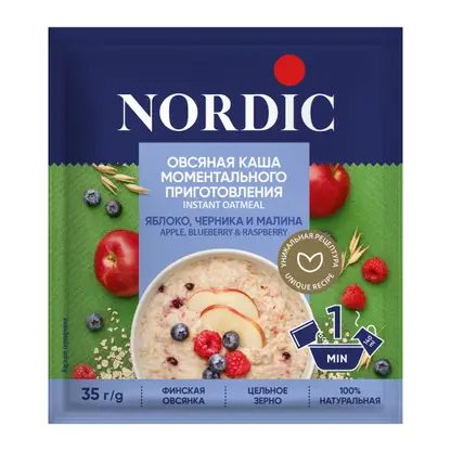 Каша овсяная Яблоко-черника-малина Nordic 35г
