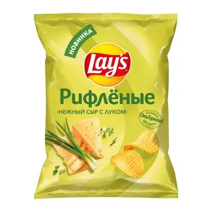 Чипсы рифленые нежный сыр и лук Lays 105г