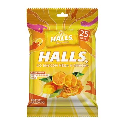Карамель леденцовая со вкусом меда и лимона Halls 68г