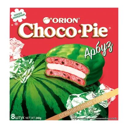 Печенье бисквитное в глазури арбуз Choco Pie 240г